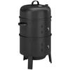 3-in-1 Vertical Charcoal Smoker with 2 Grill Grates, Built-in Thermometer, Adjustable Vent, 2 Doors