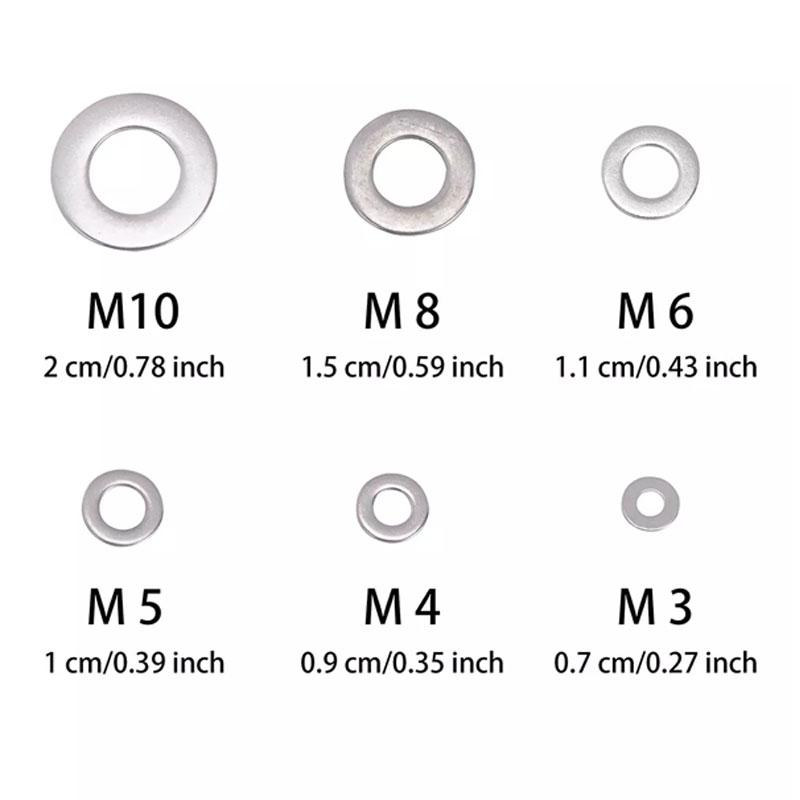 360 buc șaibe din oțel inoxidabil șaibe metalice inele M2 M2.5 M3 M4 M5 M6 M8 M10 kituri asortiment de garnituri șaibe plate ultra subțiri