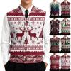 Men's Classic Knitted Vest with Geometric and Snowflake Pattern Button Front V-Neck Formal Sleeveless for Office Party