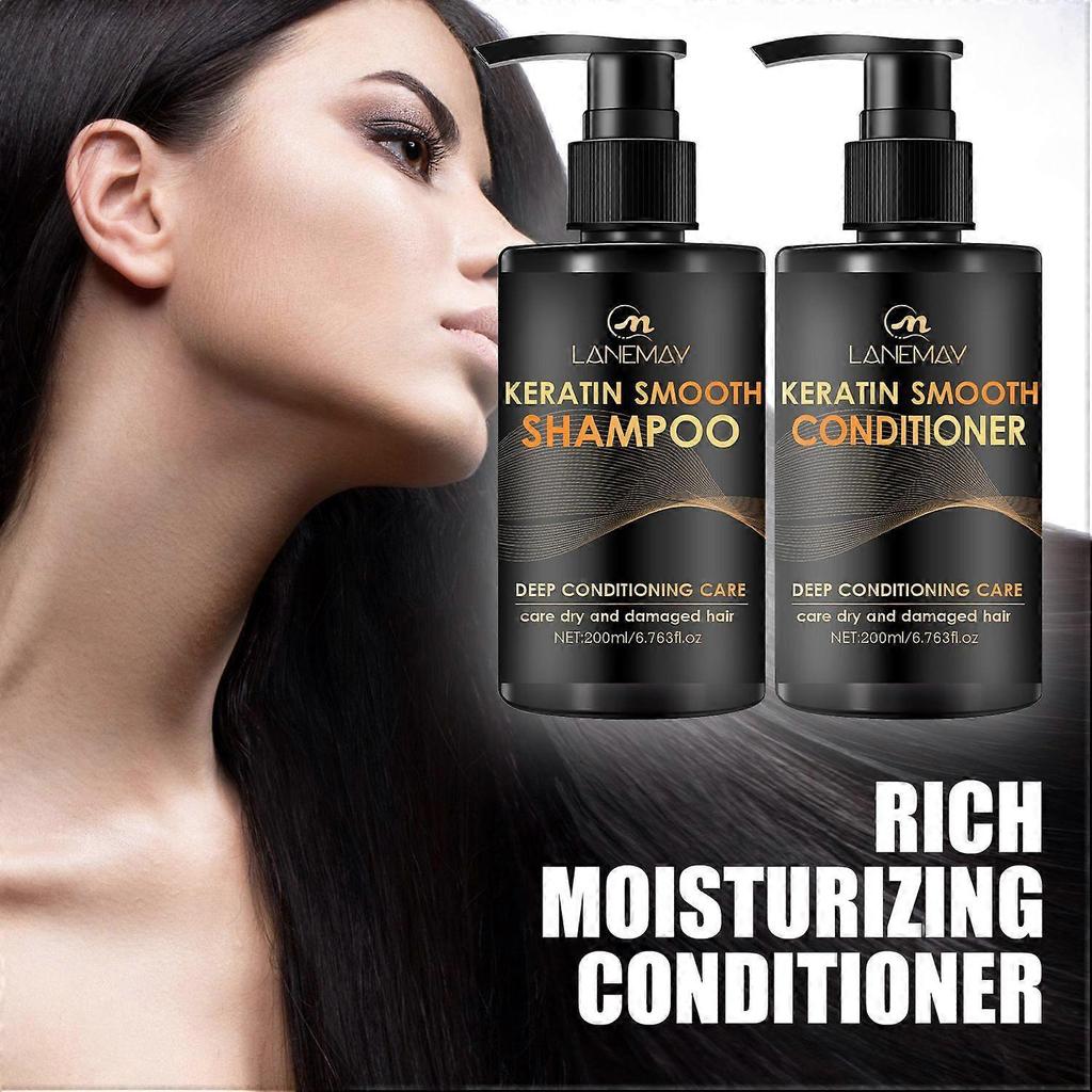 Keratin Shampoo and Conditioner and Spray Set, Shampoo & Conditioner Set Nourishing & Moisturizing Formula for Dry Damaged Curly Straight or Color Tre