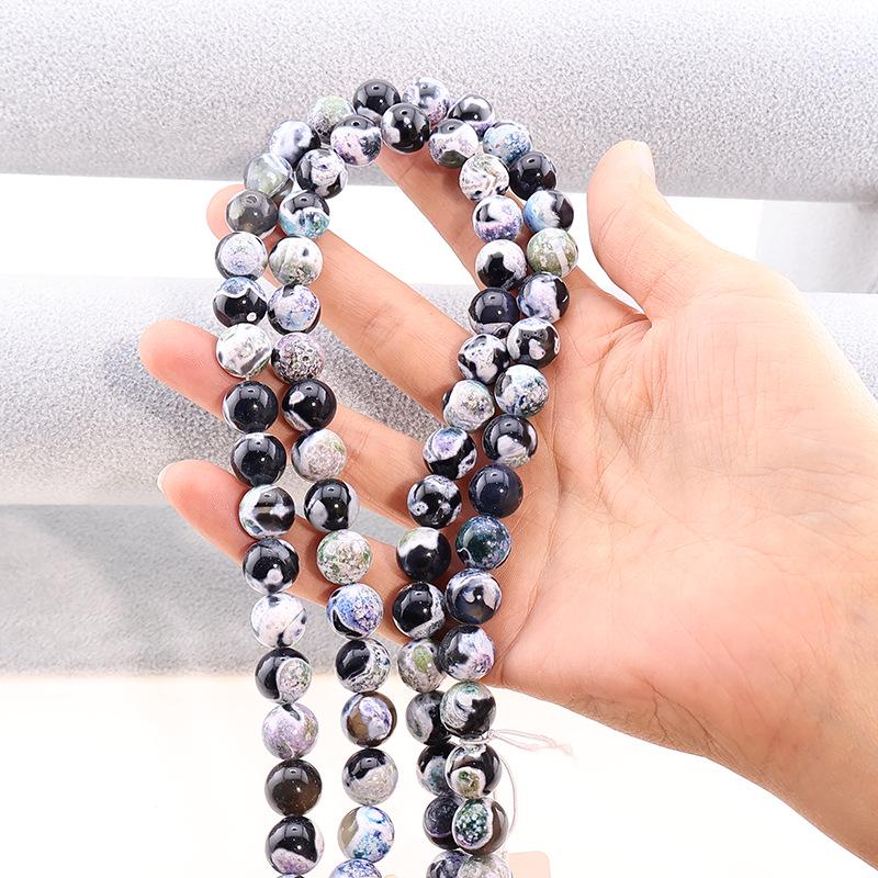 Natural Fire Agate Round Beads for Jewelry Making – Necklace & Bracelet DIY Accessories, Semi-Finished.