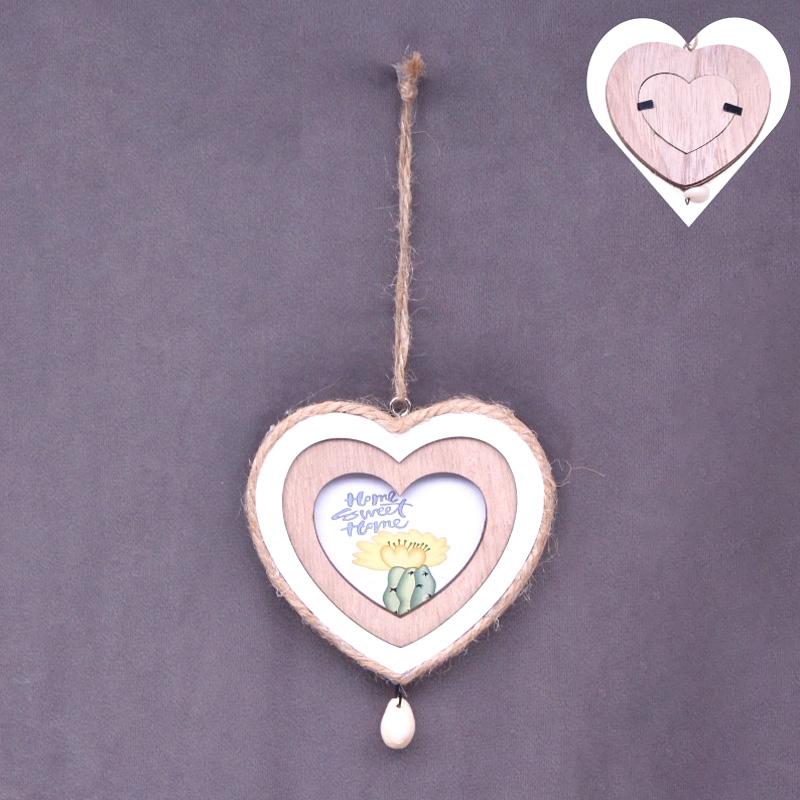 1pc Decorate Tree Hanging Decorations Gifts Home  ? Wooden Photo Frame Pendant Ornaments Prop
