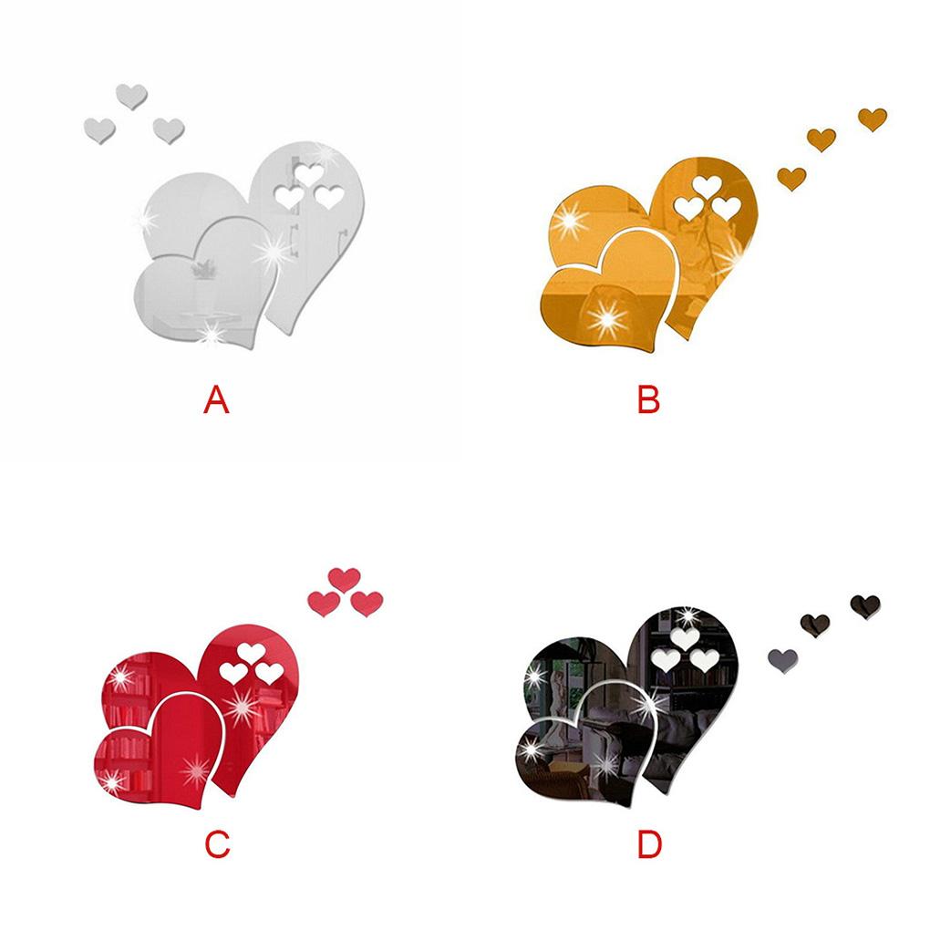 Heart Wall Stickers Detachable Home Interior Self-Adhesive Decal Art Bathroom Label for Background Reflective Surface