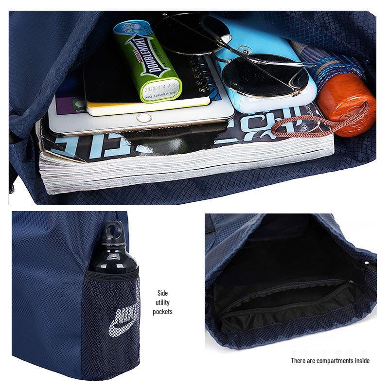 Large Capacity Drawstring Backpack: Double Shoulder Sports Fitness & School Bag