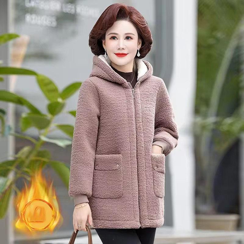 

Зимняя куртка для мам, женская, меховая, из овечьей шерсти, флис, повседневное теплое хлопковое пальто с капюшоном, верхняя одежда, пальто Parker M