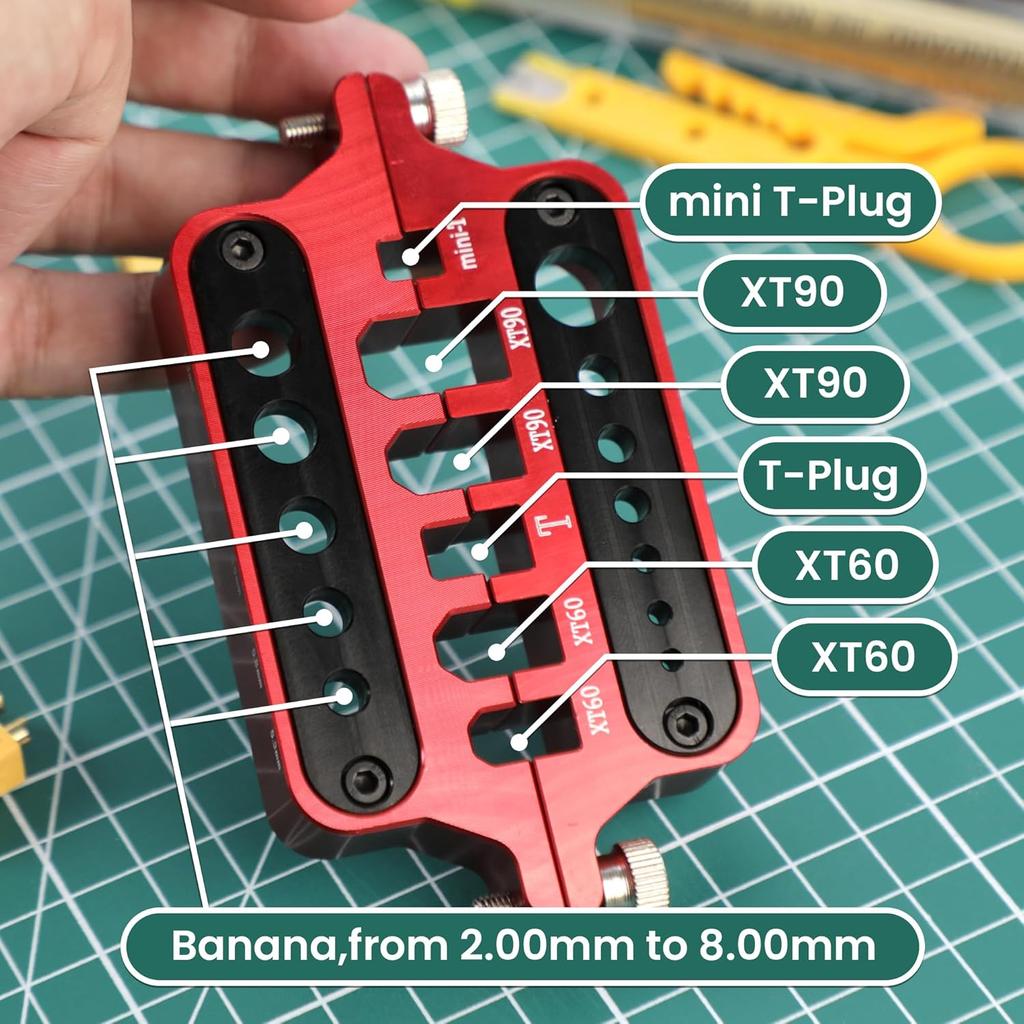 MADCATZ 1 Pcs of Aluminum Welding Soldering Insulate Station Jig RC Tools for XT60 XT90 Deans Banana Plug Connector, Red Color (1 Pack)