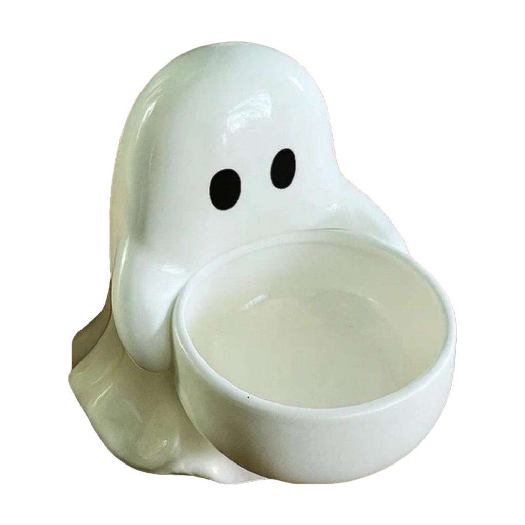 Festives Ceramic Ghostly Candle Tray Holiday Decoration Candy Dish Perfect For Living Room Bedroom Mantels Display