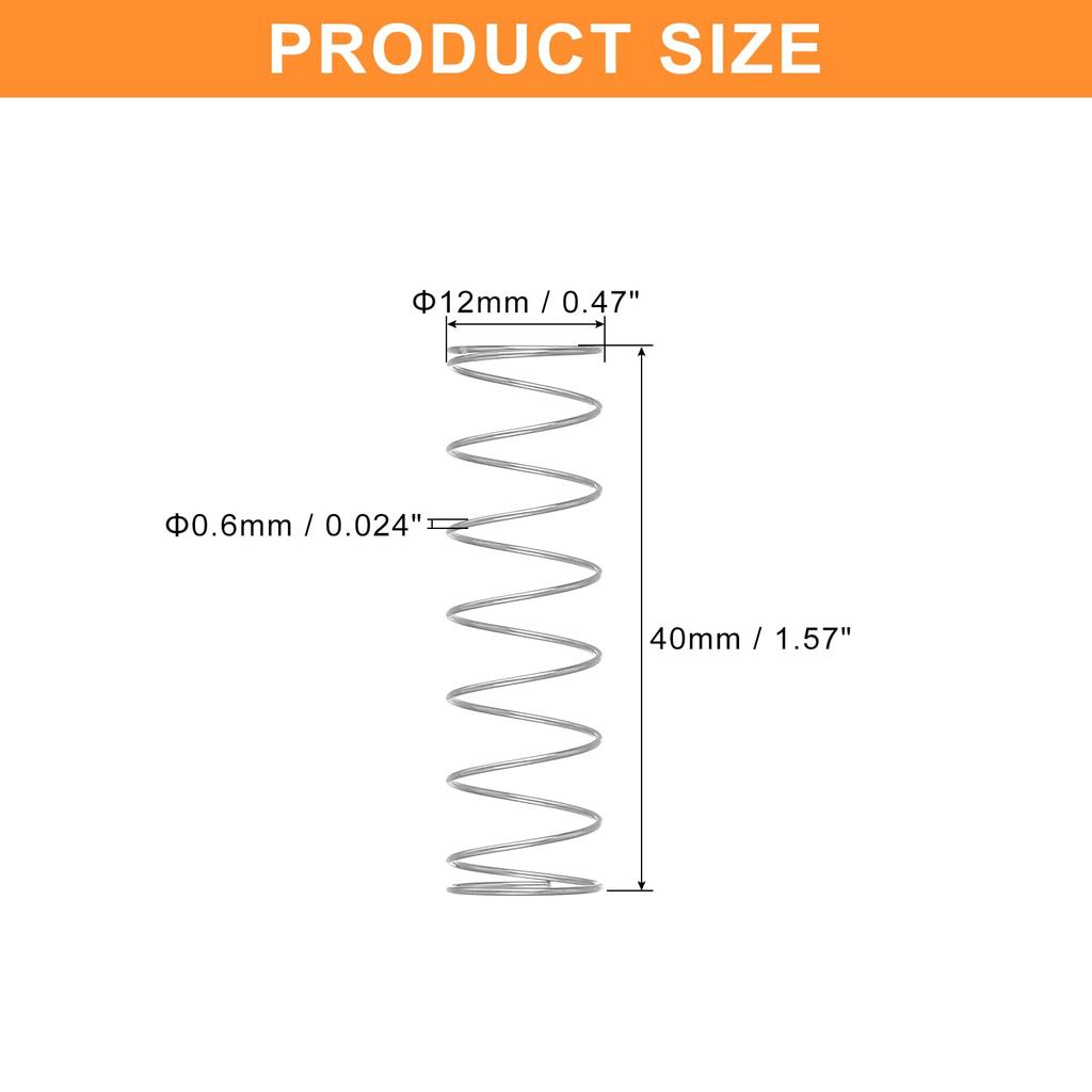 uxcell Set of 5 Compression Springs, Wire Diameter 0.02 inch (0.6 mm), Outer Diameter