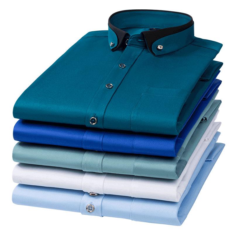 2026 Herbst Herrenhemd Langarm Uni Hemd Businesshemden für Herren Büro Freizeit Camisa Slim Fit Oberteile Herrenbekleidung MY520