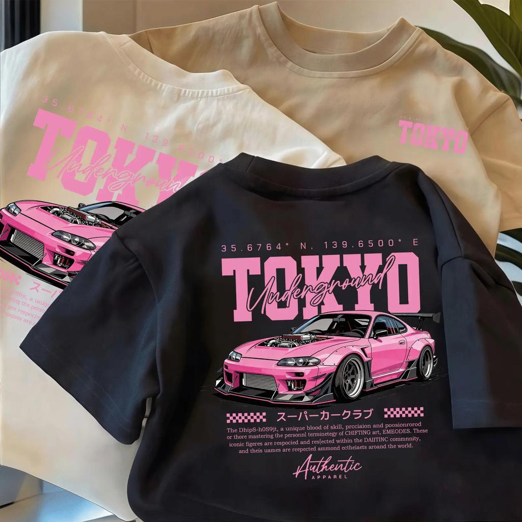 Kids Short Sleeve T-Shirt, Letter & Car Print, Crew Neck, Casual Comfort All-Match Daily Top