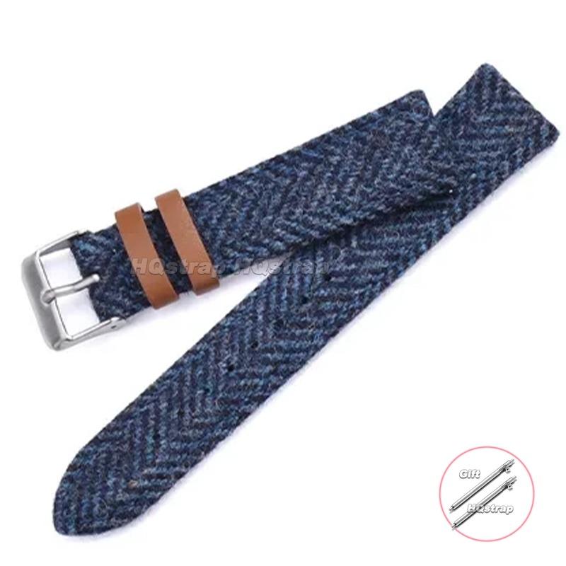 Genuine Leather Nylon Watch Band 18mm 20mm 22mm Quick Release Strap Vintage Weave Bracelet for Men Women Replacement Wristband