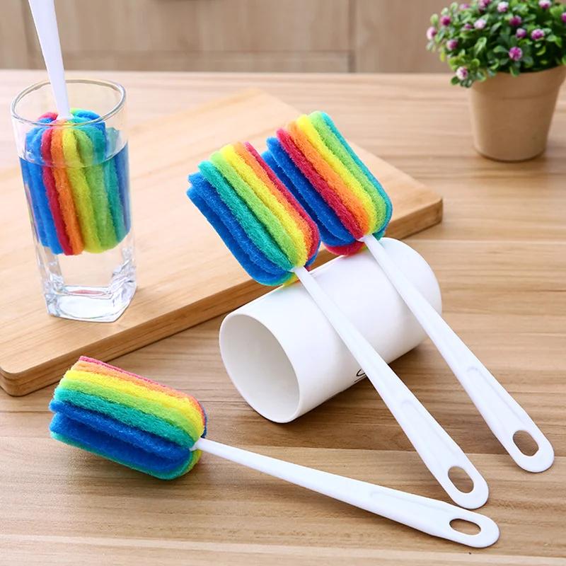 

Clean Brush Dust Collector Kit Detachable Water Bottle Cup Colored Mug Glass Wash Sponge Clean Purifier with Cleaning Handle