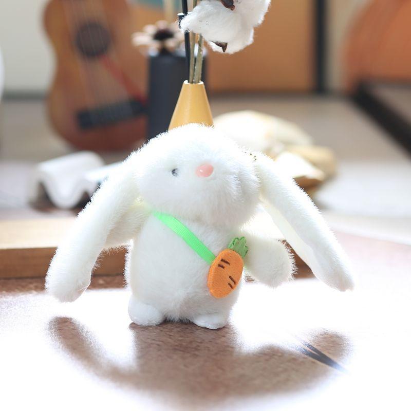 Plush Rabbit Keychain Backpack Charm Toy With Scarf Stuffed Gift For Kids
