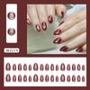 Cherry Red Cat‑Eye Minimalist Solid Color Elegant Western‑Style Removable Press‑On Nails, 30Pcs