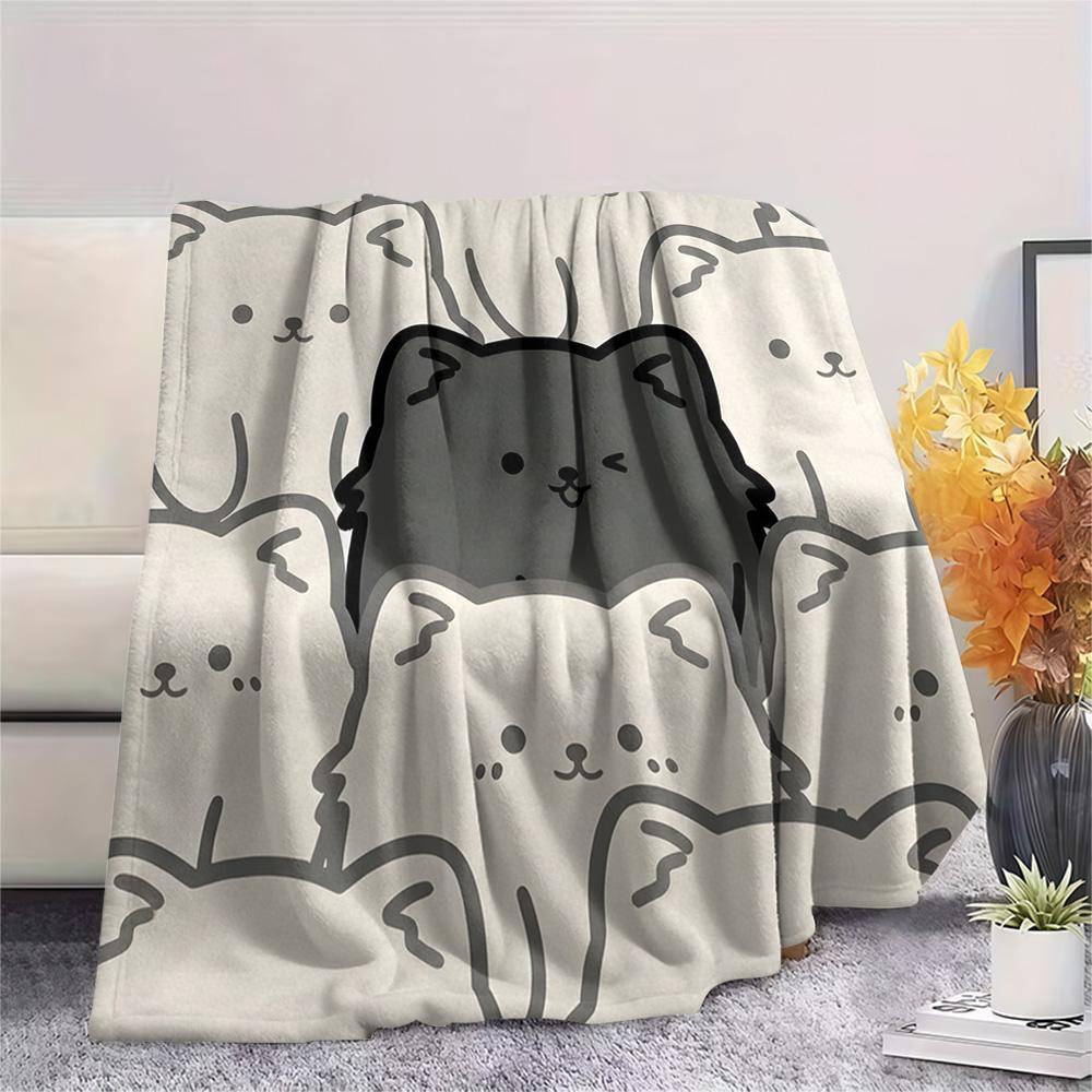 1Pc chow Print Flannel Blanket, High quality Comfortable for All Seasons, Home Decor, Warmth and Comfort, Perfect for Christmas Gifts