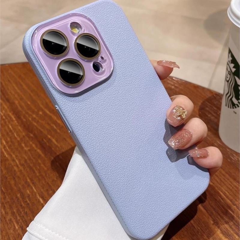 Luxury Leather Texture Silicone Case for Apple iPhone 16 15 14 Plus 13 12 Pro Max Glass Camera Lens Protection Shockproof Cover