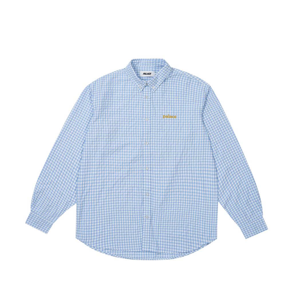 Palace Seersucker Oxford Shirt Blue Gingham Unisex Tops P28SHT016