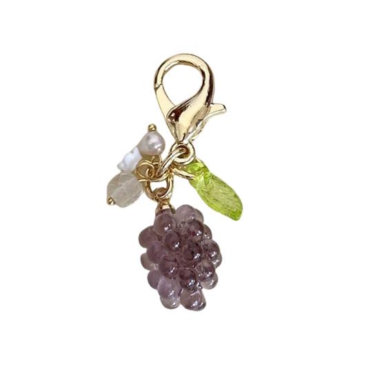 Keychain Pendant Grape Bunch Shape Purse Pencil Case Pendant with Universal Lobster Clasp Decorative Keyring Charm D