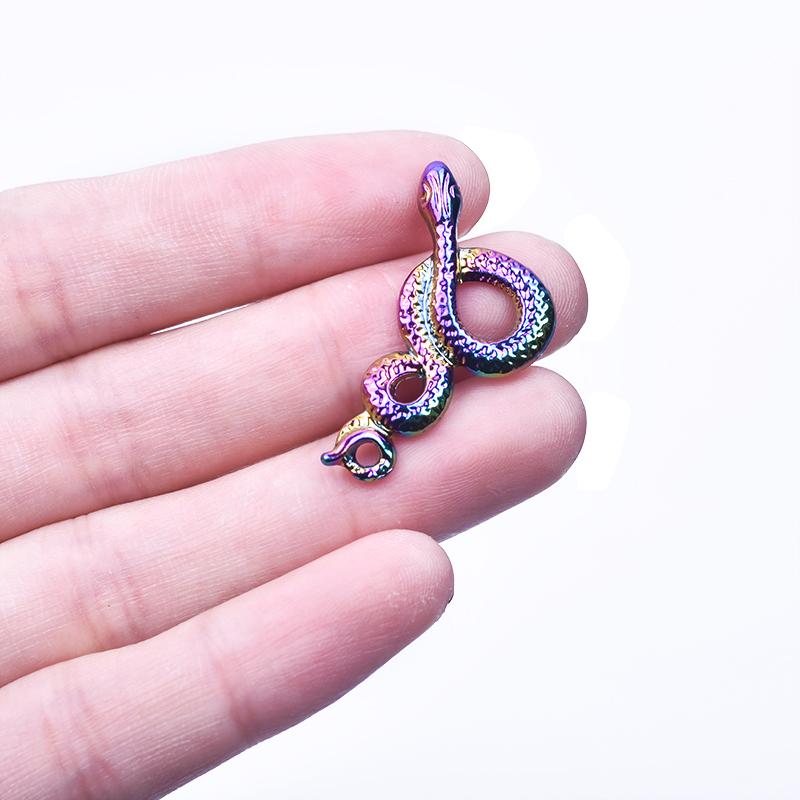 Snake Charm Cobra Rainbow Pendant 5pcs Mix Animal Charms For Jewelry Making Supply DIY Necklace Fashion Earring Punk Accessories