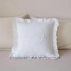 Lotus Frill French Lace Pillow Cover Wrinkle-Resistant Washed Material Soft Cushion Cover for Patio Balcony Sofa