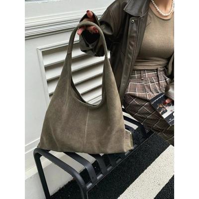 Frosted Cowhide Large Bag Autumn Winter Single Shoulder Tote Underarm High Capacity Casual Crossbody Bag for Women