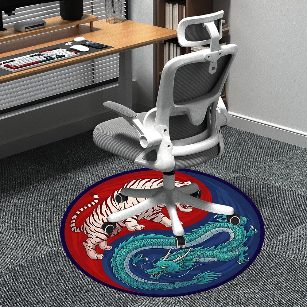 

1pc Tiger Dragon Yin Yang Chair Carpet for Office, Soft Comfortable Mat For Office, Living Room, Bedroom, Machine Washable Carpet yy251112193 80cm by 80cm