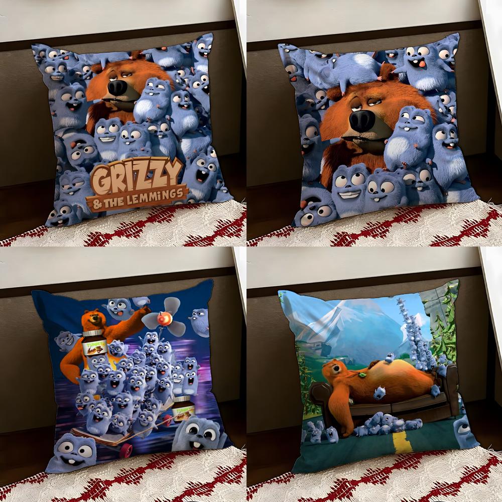 GGrizzly And LLemmings Cushion Cover Reversible Soft Durable Pillow Cover Home Car MultiScene Use for Daily Comfort