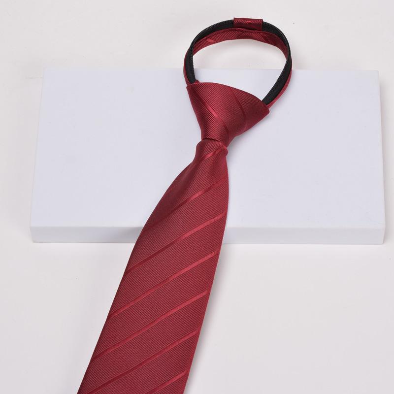Krawatte Herren Reißverschluss Knotenfrei Klassisch Blau Schwarz Burgunder Einfarbig Gestreift Anzug Kleid Kragen