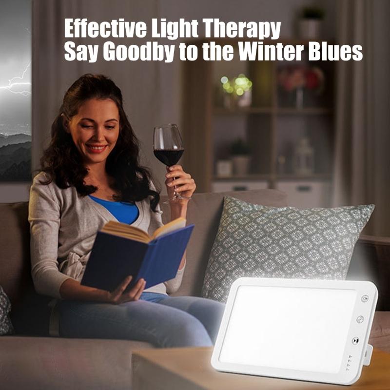 Full Spectrum Sunlight Therapy Lamp Portable  Adjustable Color Brightness Level Timer Memory for Winter Mood Enhancement