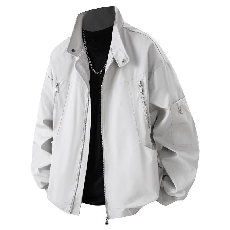 

Куртка мужская весенне-осенняя новая американская свободная повседневная куртка-карго мужская однотонная со стойкой воротником модный мужской топ 3XL