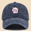 Cartoon style pink piggy print baseball cap adjustable unisex music hat