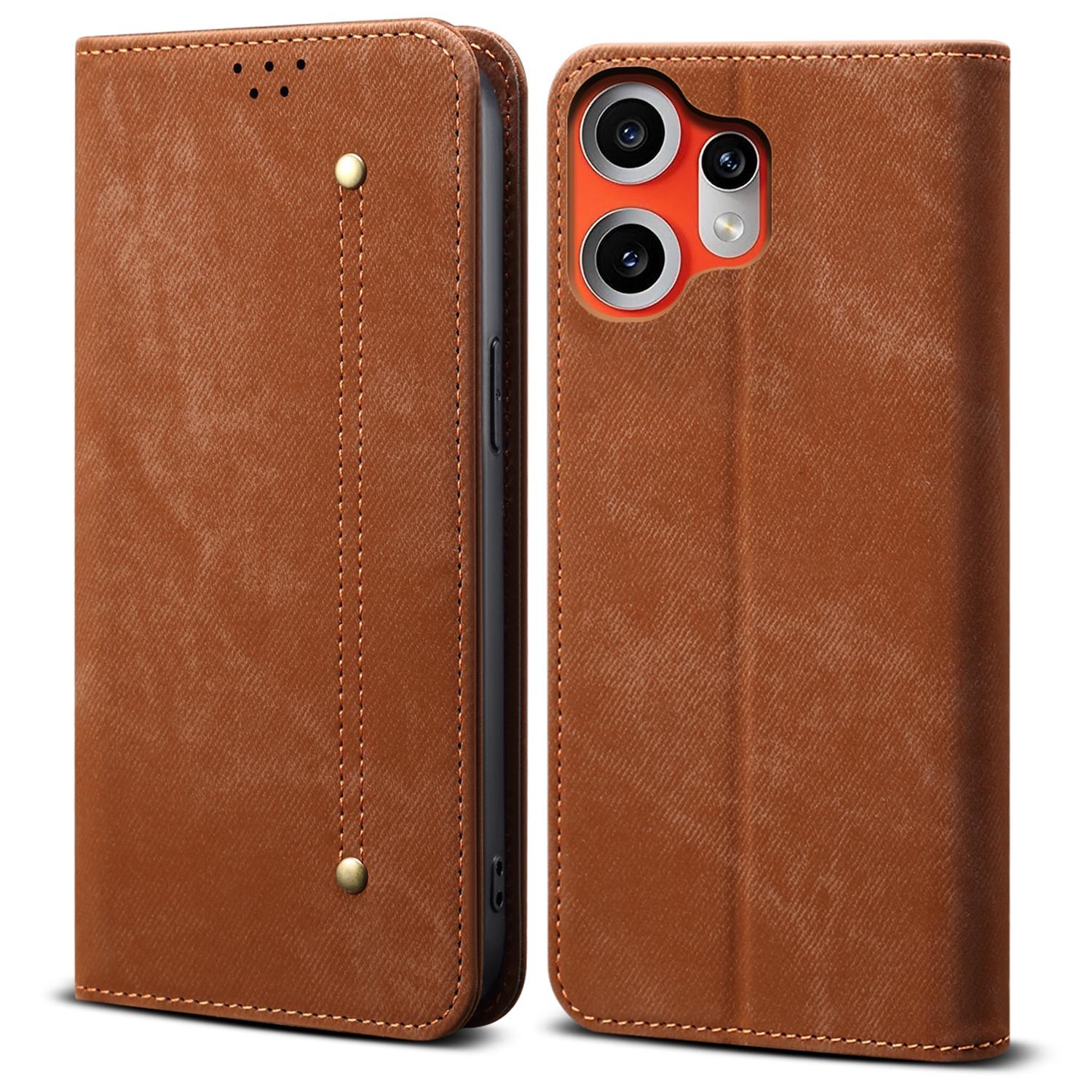 

Для Nothing CMF Phone 2 Pro Чохол Текстура Джинсової Тканини Шкіряна Підставка Захист від Подряпин Чохол для Телефону Coffee