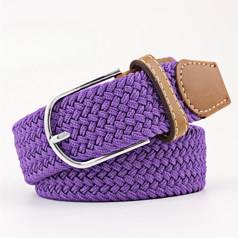 107cm Canvas Belt for Women Elastic Belt for Men Casual Elastic Woven Pin Buckle Belt