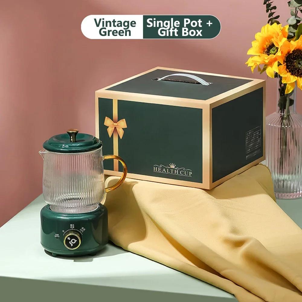 

0,6 л чайник для здоровья многофункциональный офисный маленький чайник для дома мини чашка для здоровья стеклянный цветочный чайник электрический подогрев подогреватель чашек для тушения EU