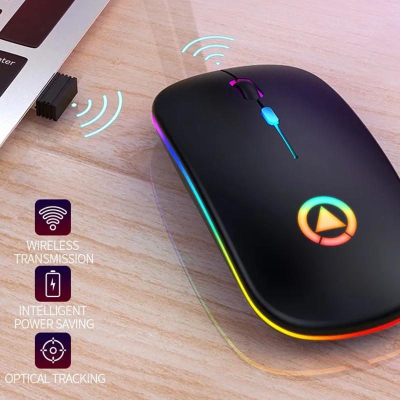 

YINDIAO A2 Rechargeable Silent 2.4G Wireless Gaming Mouse with Colorful Breathing Light Matte Black