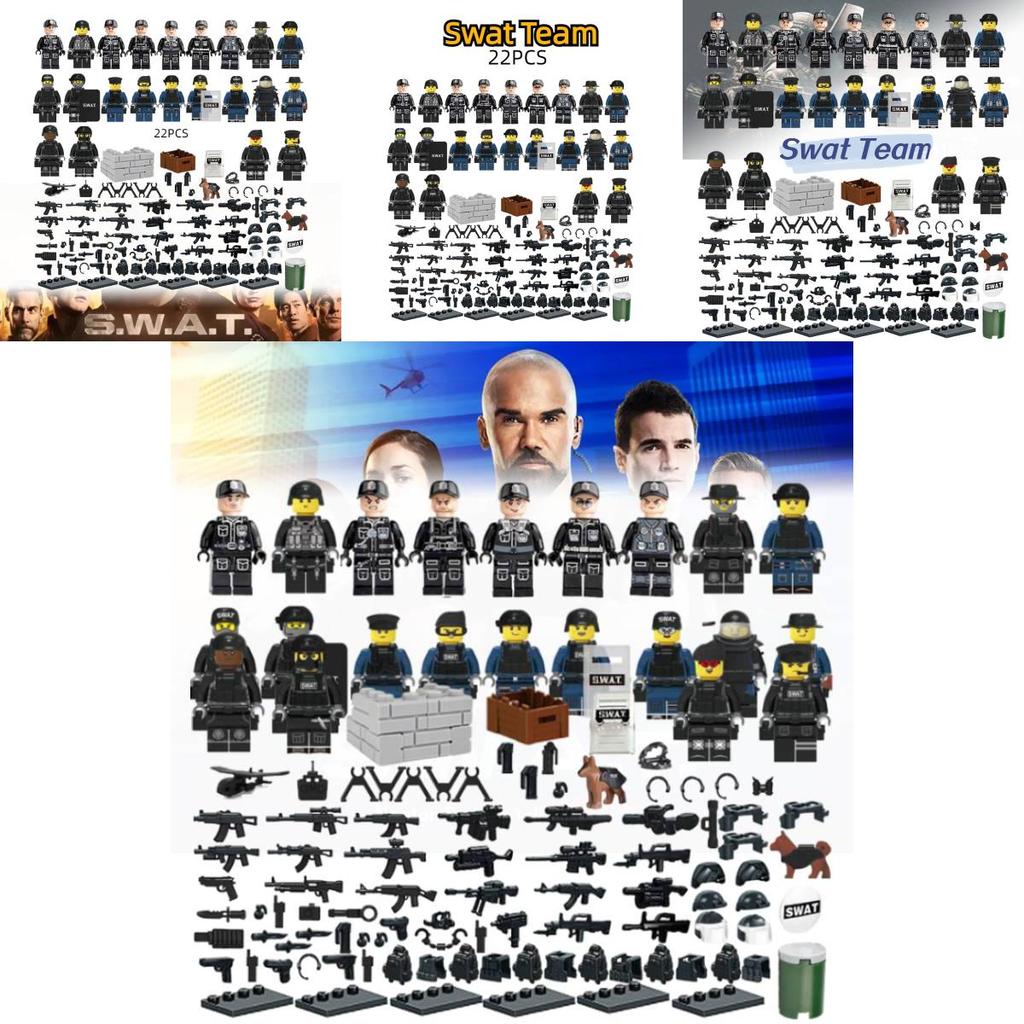 Military Police Building Blocks Set 22pcs Abs Plastic Diy Figure Toy For Boys
