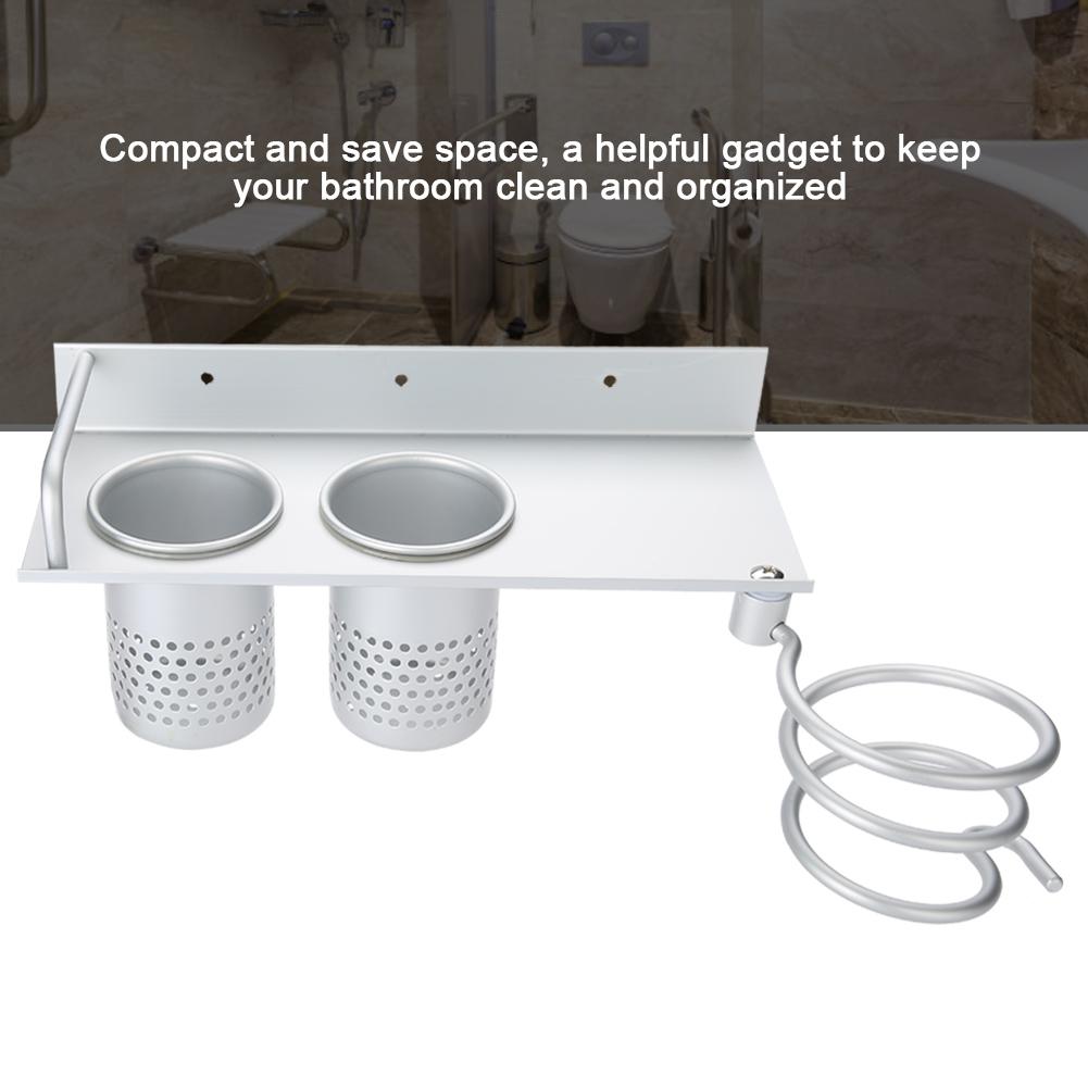 1Pc Home Bathroom Wall Mounted Hair Dryer Holder Organizer Stand Storage Hanging Rack