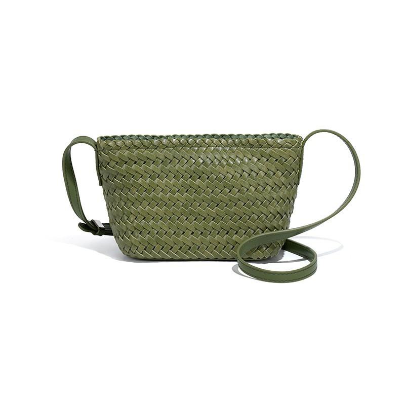 

Women s Bag Cowhide Leather Single-shoulder Cross-slung Boat All-matching Mobile Phone Woven Dumpling