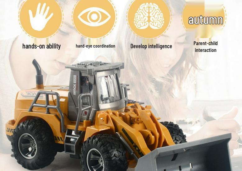 Children's Rechargeable Remote Control Excavator Bulldozer Toy with Lights