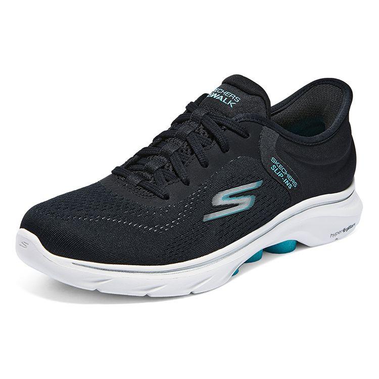 Skechers Go Walk 7 Cushioning Comfortable Mesh Low Top Casual Running Shoes Women sneaker Black Blue 125233-BKAQ