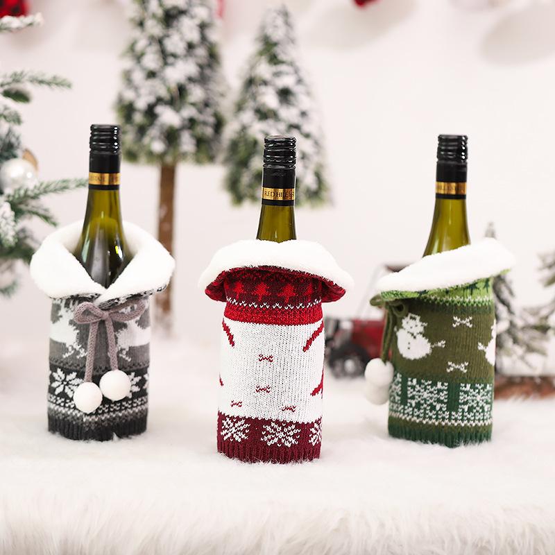 Reusable Christmas Wine Bottle Covers for Holiday Dinner Party Table Decorations Made of Soft Non Non Woven Fabric Sleeve