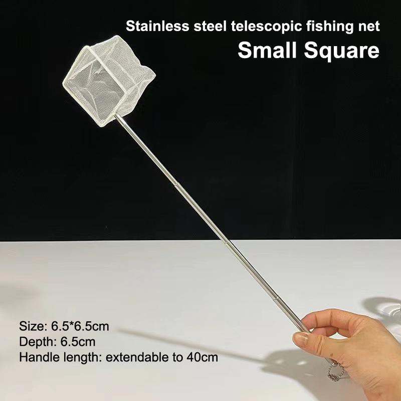 Flexible Aquarium Fish Tank Catch Net Fishnet Retractable Fish Scoop Long Handle Cleaning Tool Stainless Steel Catching Fishnet