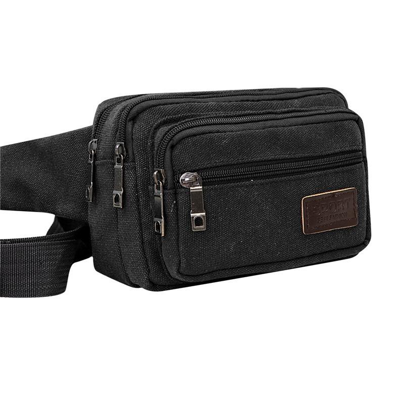 

Waist Storage Bag For Men Canvas Fanny Pack Man Multifunction Pocket Pack Belt Travel Outdoor Sports Men s Storage Bag чорний