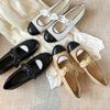 Spring new cowhide version princess single shoes~ round head bow flat ballet single shoes female horse