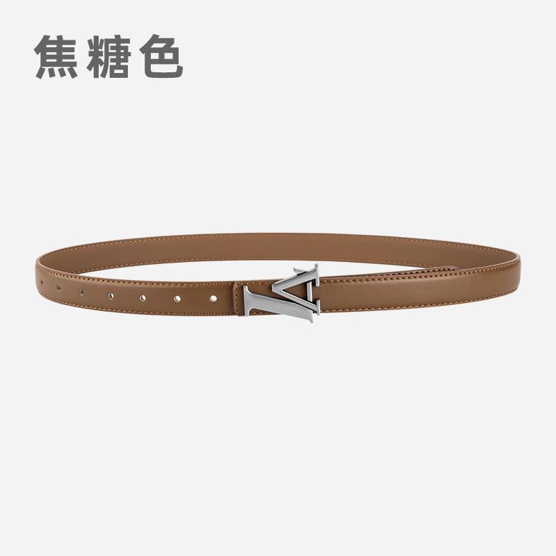 Alloy Alphabet Board Buckle Leather Belt Women'S Premium Pants Belt Women'S
