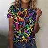 New Glitter Sparkling T-shirt Rainbow Color Printing Fashion T-shirt Short-sleeved Casual Beach Printing Top
