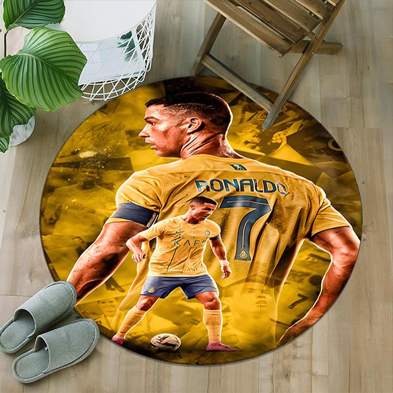 1pc Soccer 7 (4) Print Round Carpet Chair Round Carpet Suitable for Bedroom Living Room Home Decorative Carpet