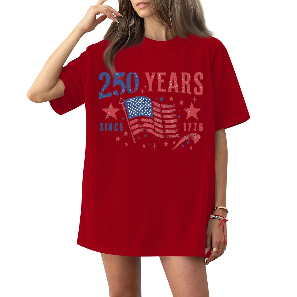 Haut T-shirt à manches courtes imprimé à col rond pour femme