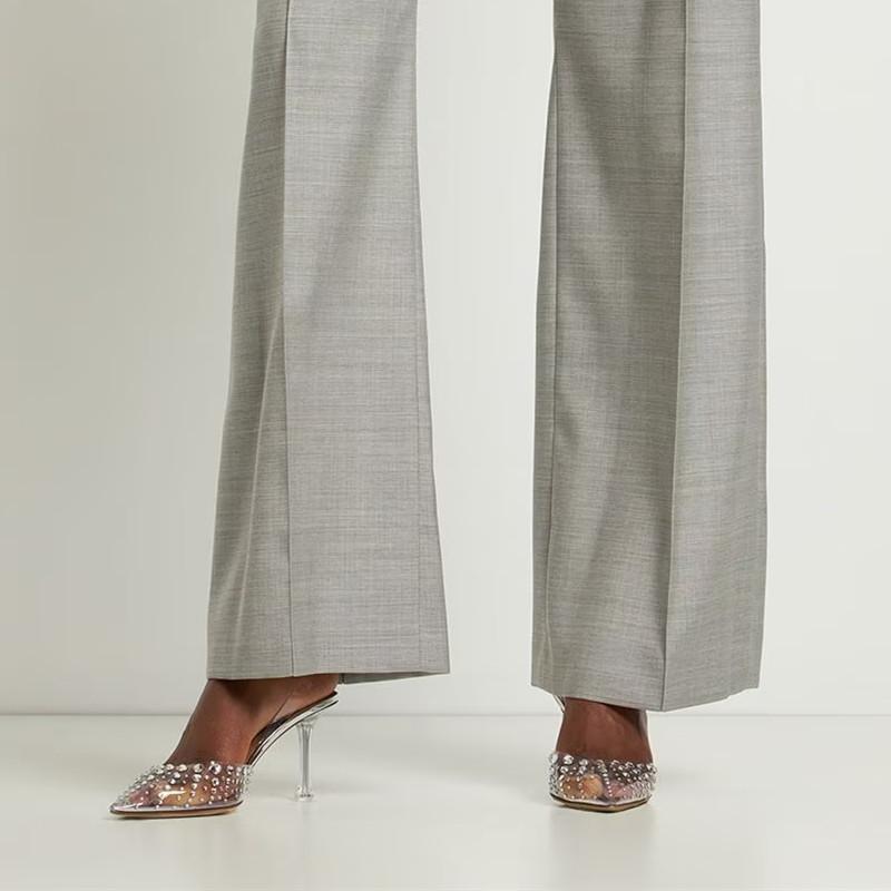 Bling Bling Rhinestones Transparent PVC Women Pumps Summer Slingbacks Clear Crystal High heels Female Wedding Prom Shoes