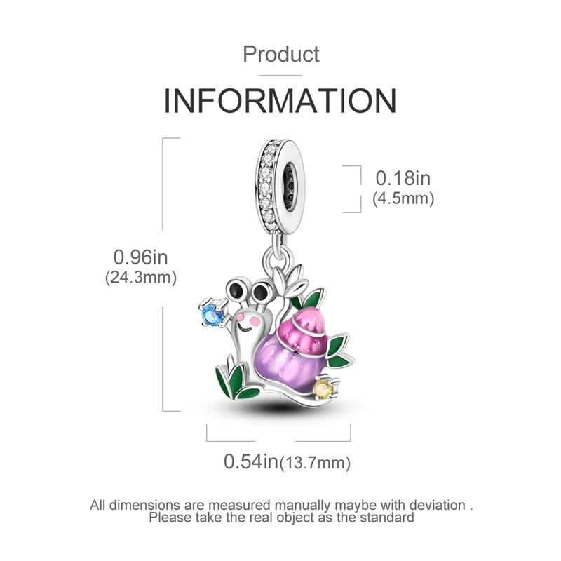Süße Schnecke Blume Anhänger Perlenkomponenten Kupfermetall Authentische Original-Perlenkomponenten Kompatibel mit Authentischen Original-Charm-Perlenkomponenten